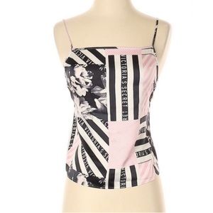 NWT Victoria's Secret Satin Cami Pink/Black Sz Large. Adjustable straps